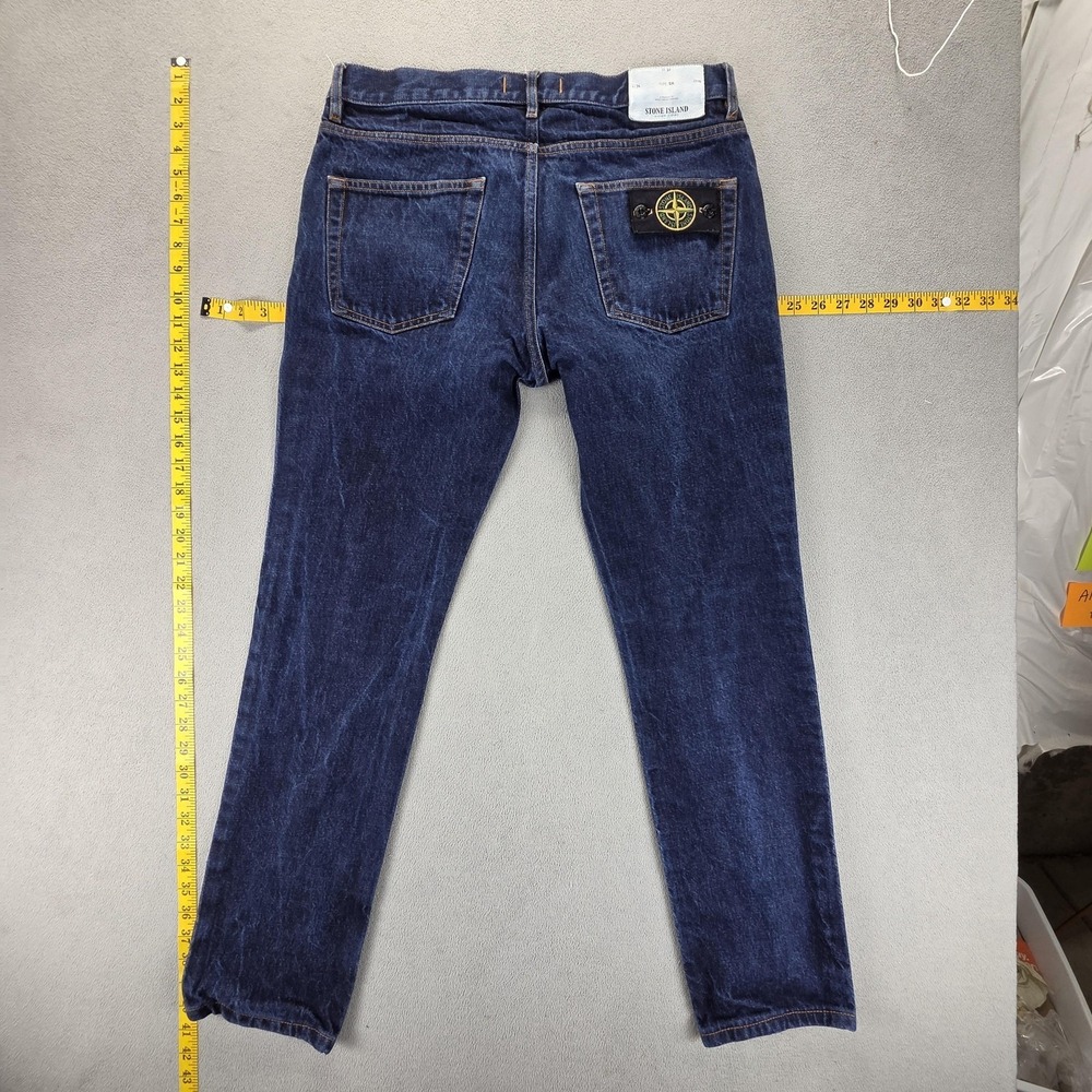 Stone Island Jeans Mens Blue Dark Wash Slim Skinny Type SK Logo Patch Fits 32x29 - Picture 2 of 16